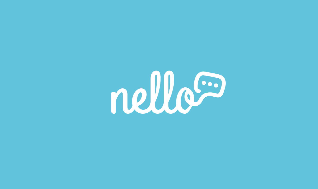 A logo concept for Nello that looks like the name as a telephone wire with a speech bubble